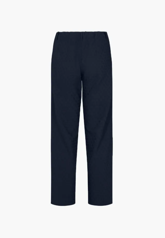 Laurie Tracy Straight damesbroek Navy Jacquard stretch