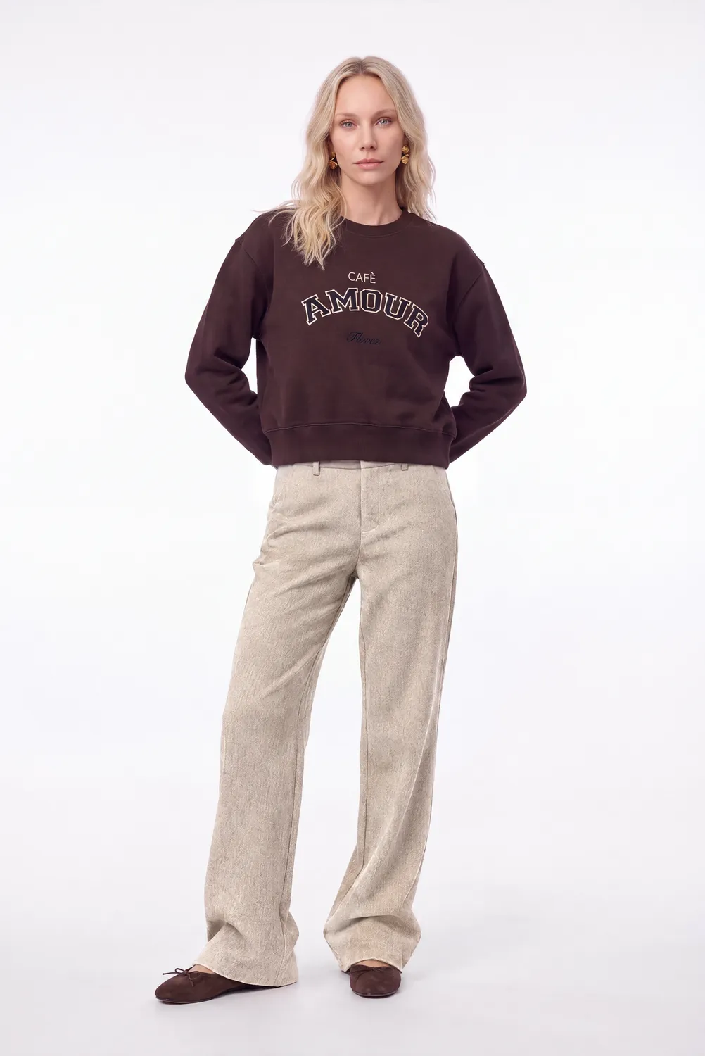 Florez Loiza Trousers pantalon Classic beige hoge taille