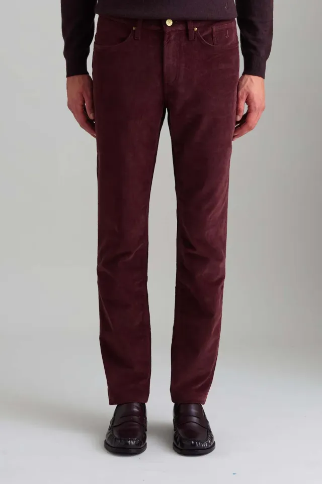 Jeckerson Jordan fluwelen broek slim fit bordeaux