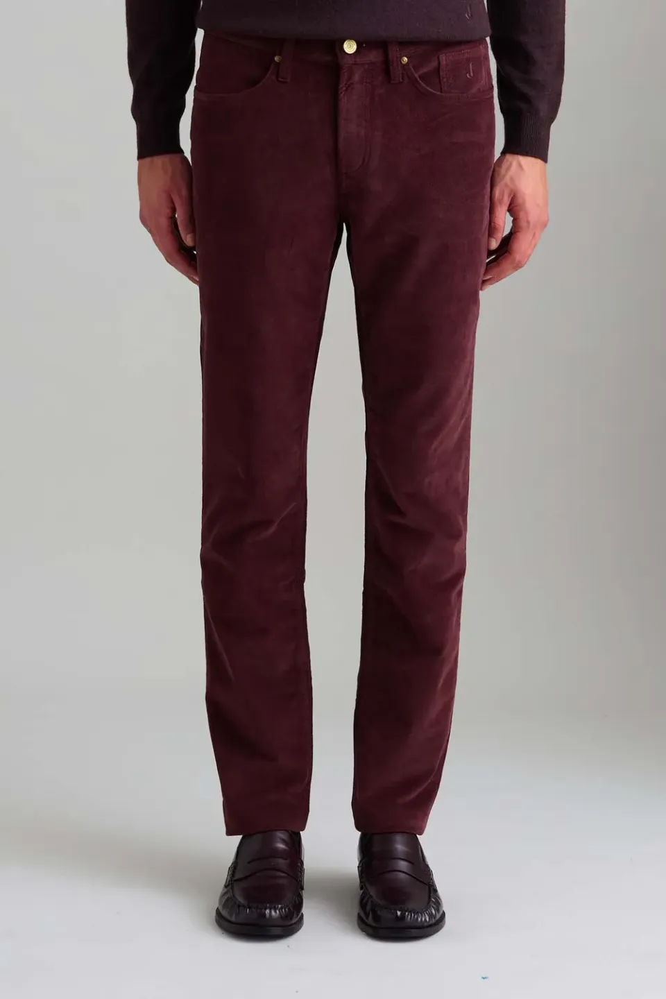 Jeckerson Jordan fluwelen broek slim fit bordeaux