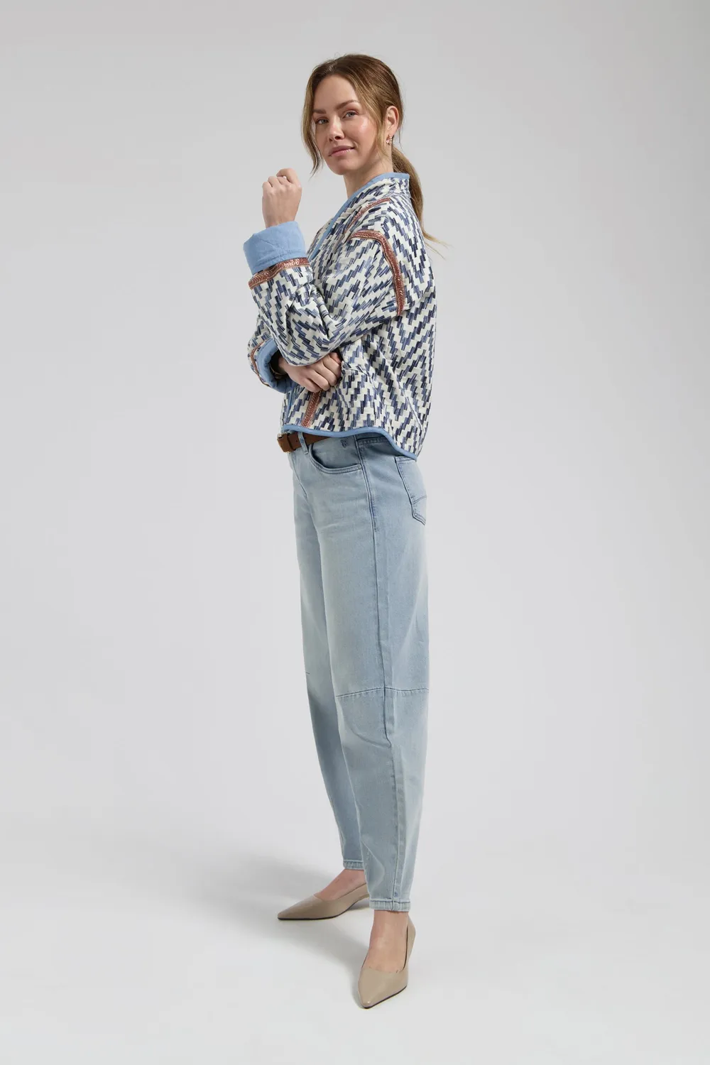 Florez Tess barrel jeans Crystal blue mid-waist