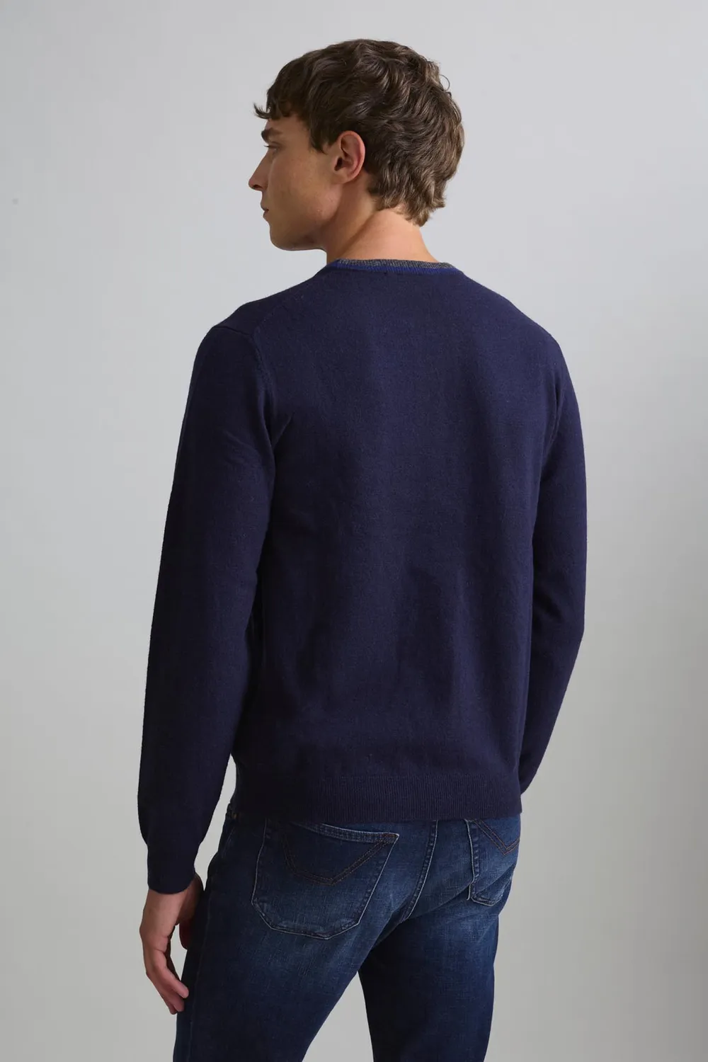 Jeckerson Girocollo cardato trui donkerblauw wolmix