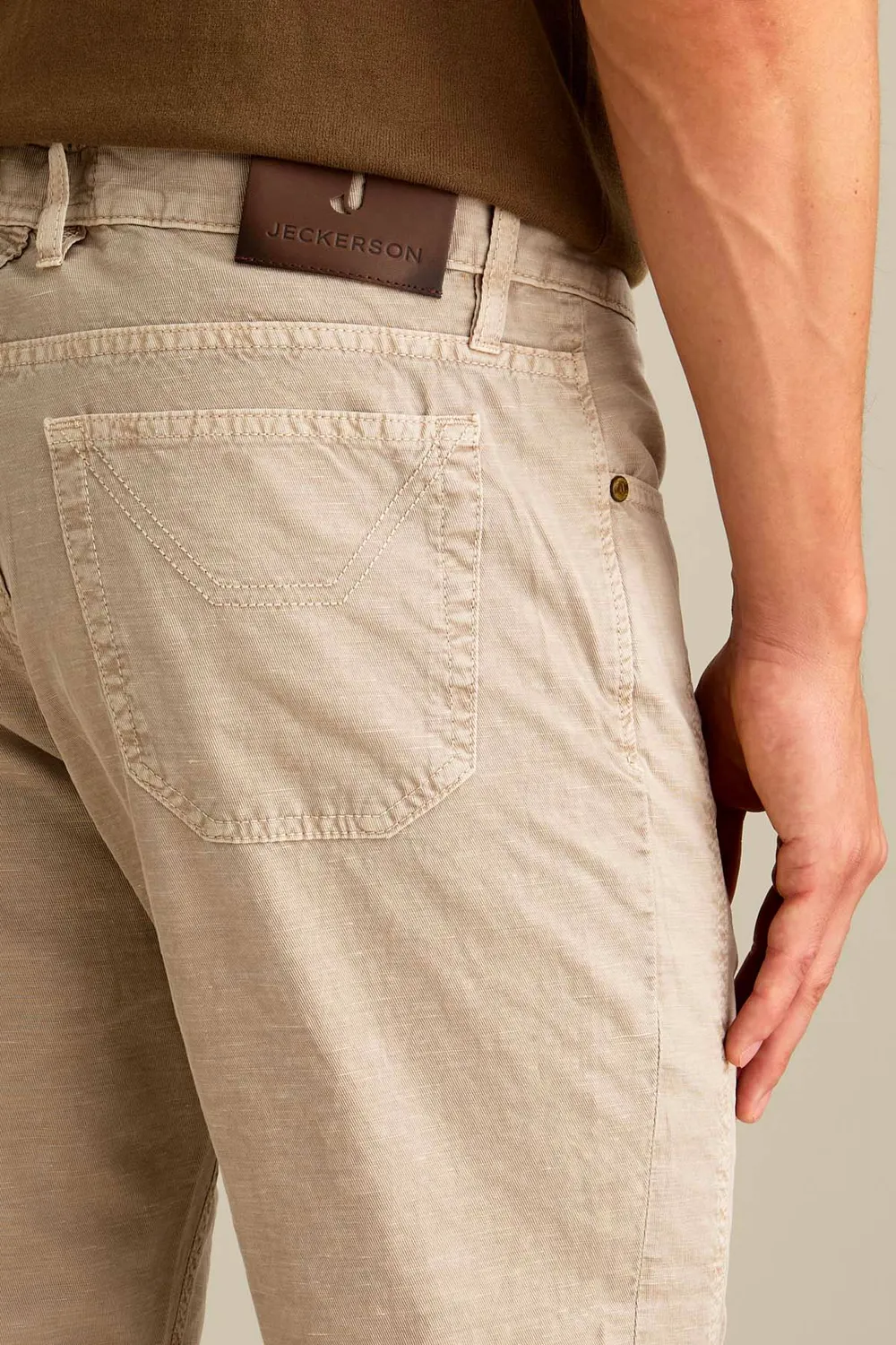 Jeckerson John Slim Fit Broek Beige Linnenmix