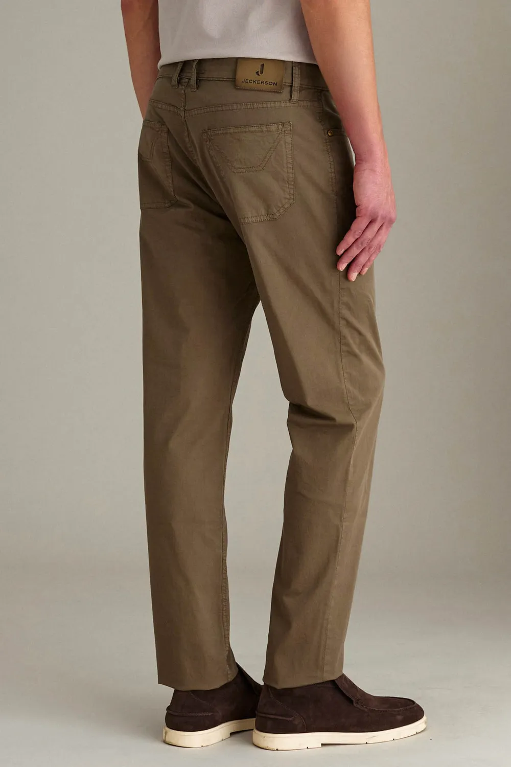 Jeckerson Jordan broek slim fit bruin gabardine stretch