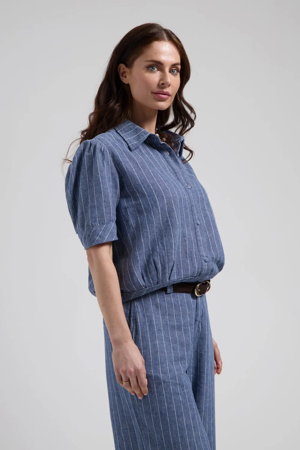 Florez Philly Blue Stripe blouse katoen-linnen