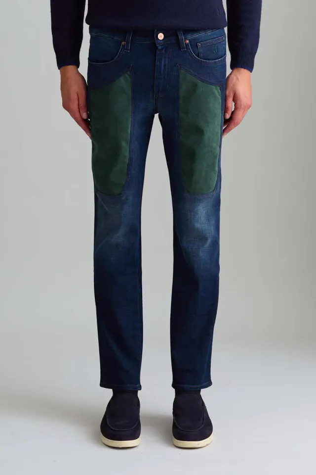 Jeckerson James Skinny Fit Jeans Donkerblauw Mosgroen