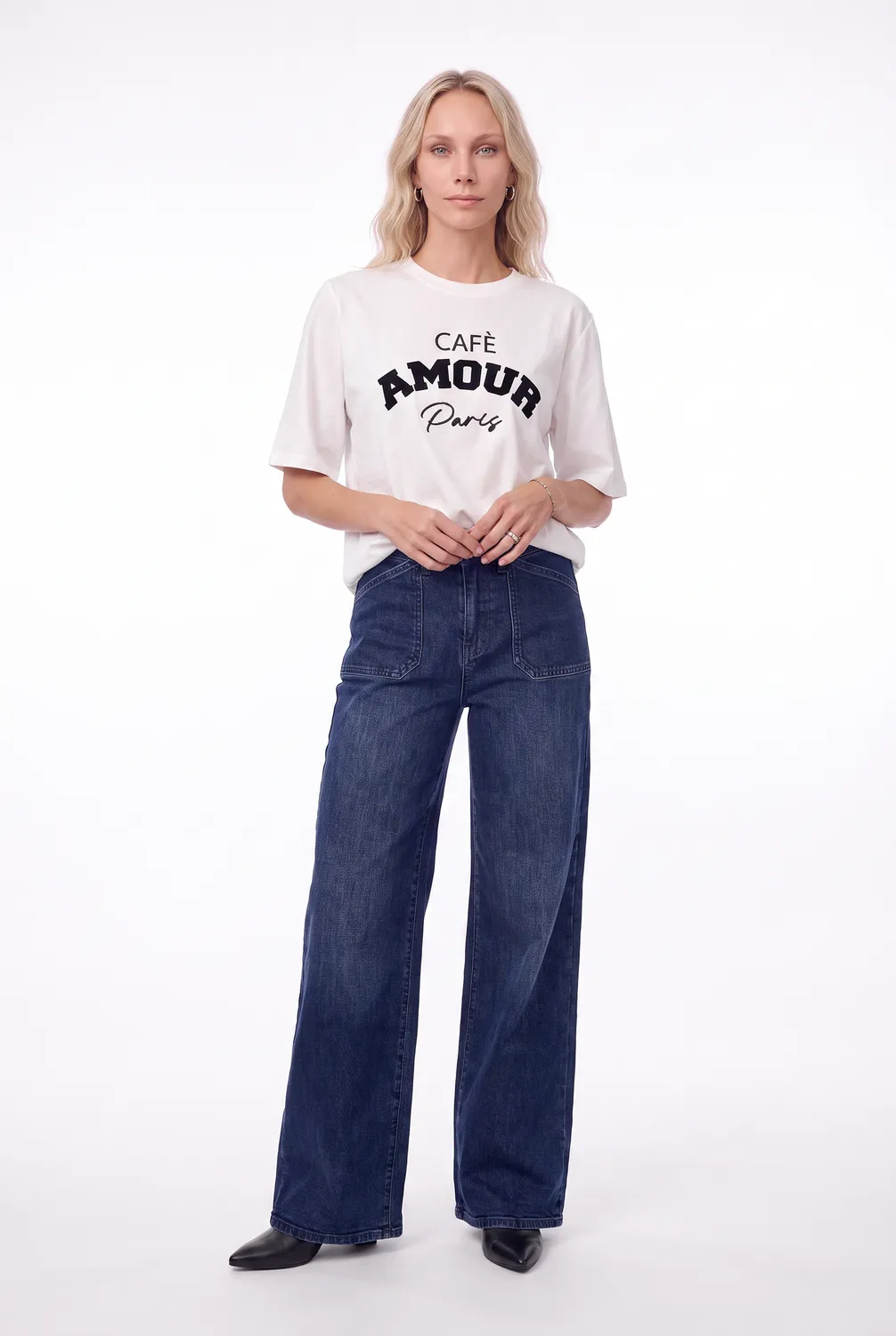 Florez Divina wide leg jeans classic indigo donker