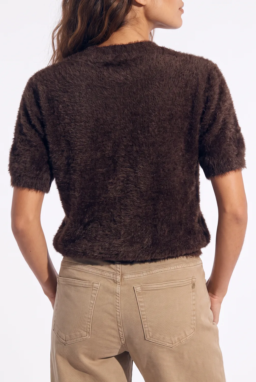 Florez Emely trui Brown fluffy korte mouw