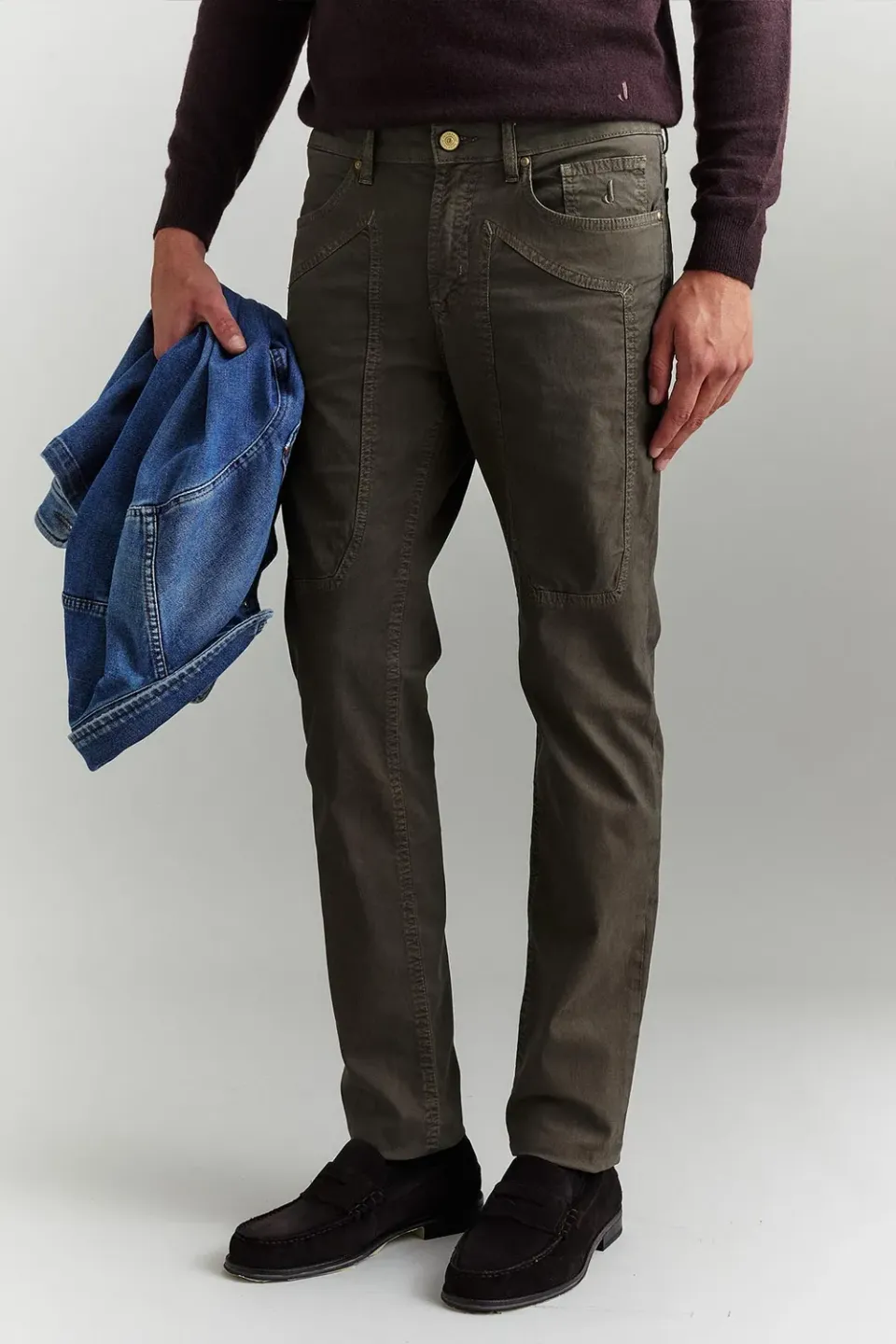 Jeckerson John Toppa katoenen broek donkergroen slim fit