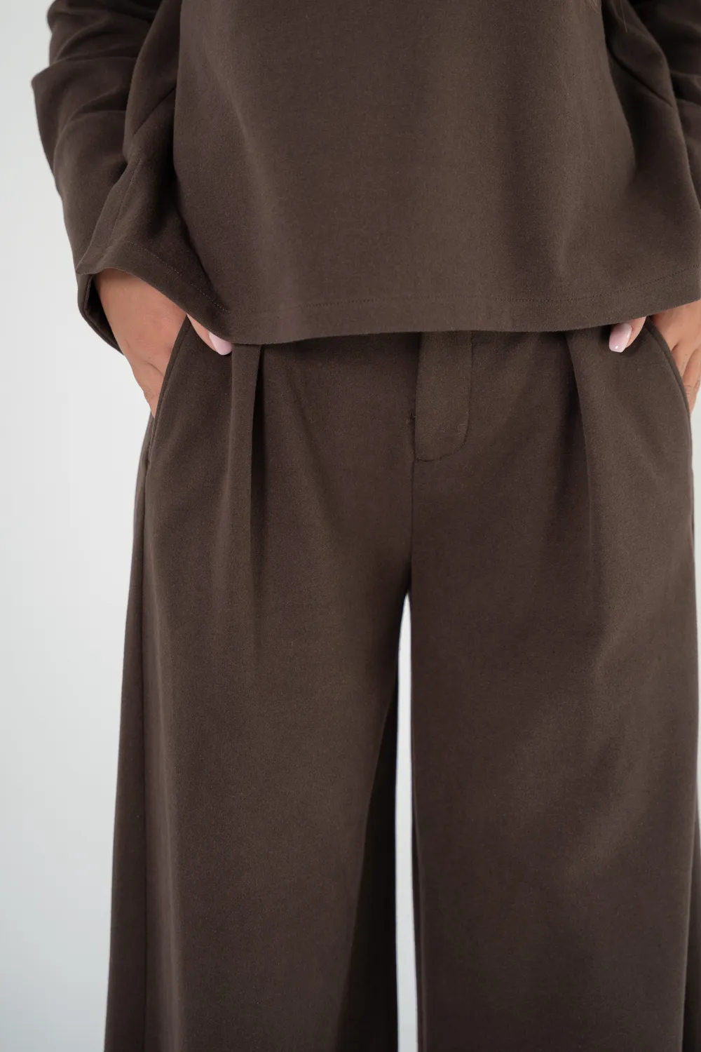 Corel Ella Pleated broek zwart wijde pijp