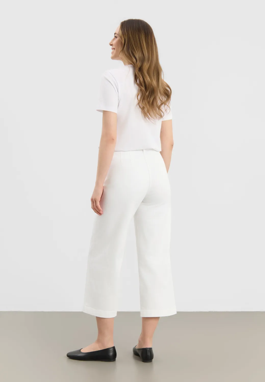 Laurie Donna Loose CL cropped broek white elastiek