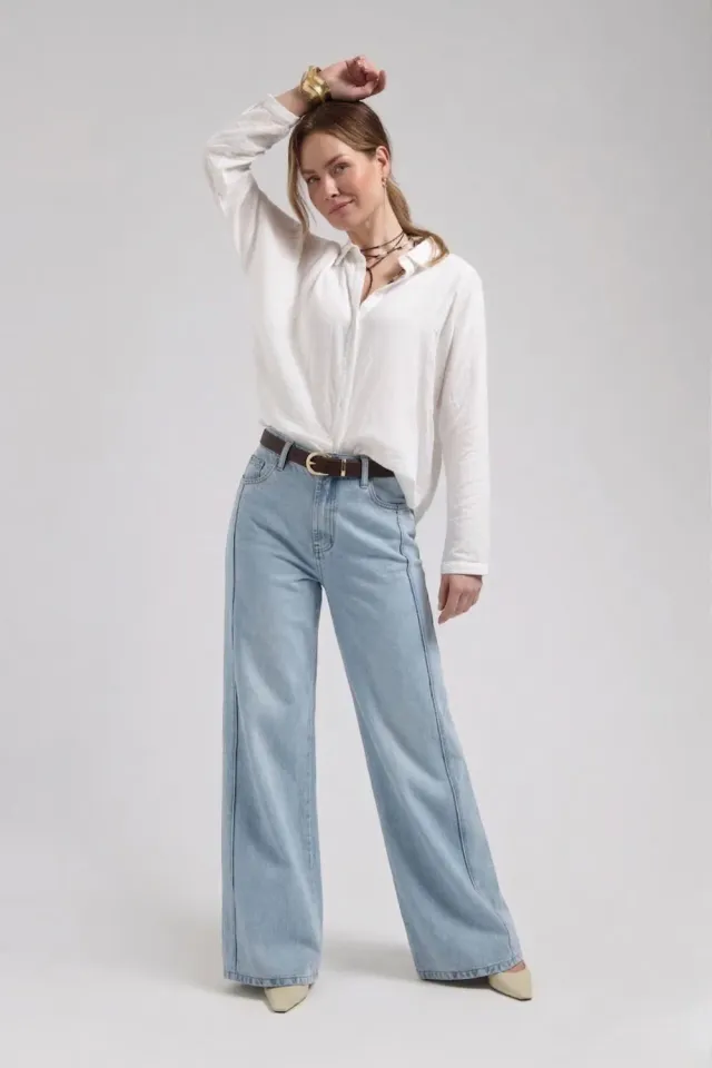 Florez Riley Wide Leg jeans bleached denim lyocell