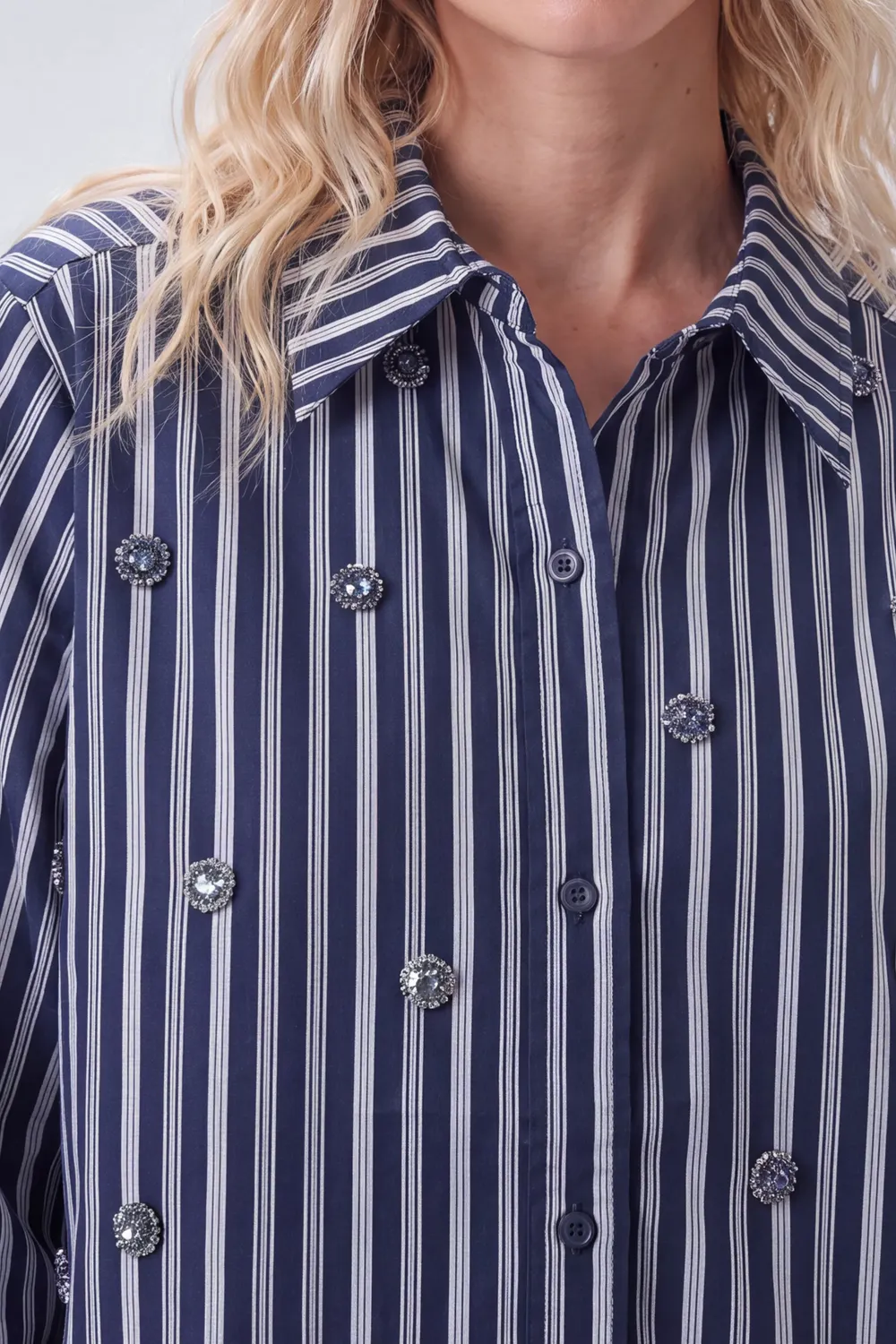 Florez Scout blouse Blue Stripe pailletten blauw