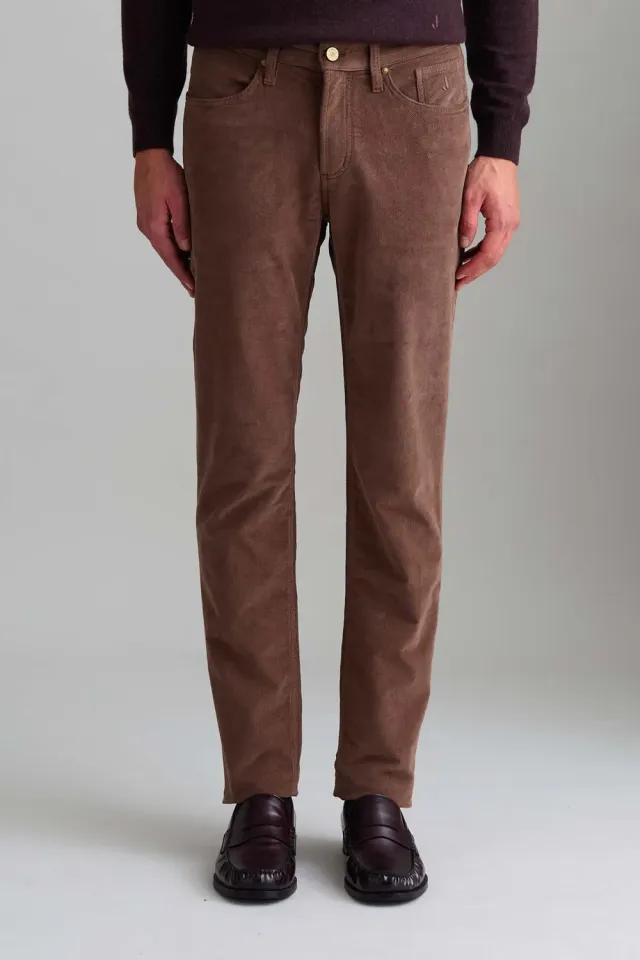 Jeckerson Jordan ribfluwelen broek lichtbruin slim fit