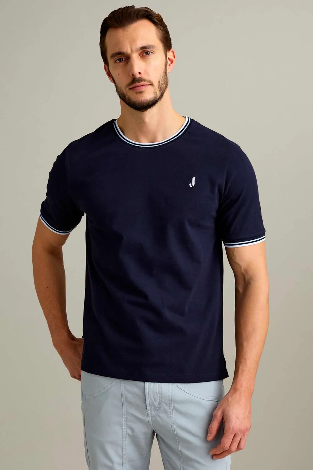 Jeckerson piqué T-shirt donkerblauw korte mouw