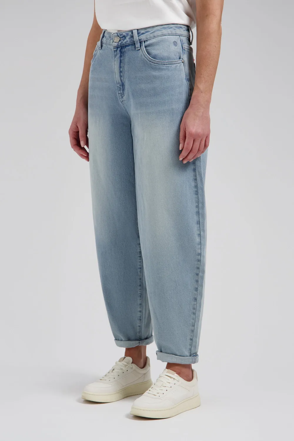 Florez Fani barrel jeans mid blue five-pocket