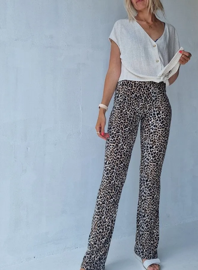 Langeleggings Flared Pants Leopardprint Tall 36 Zomer