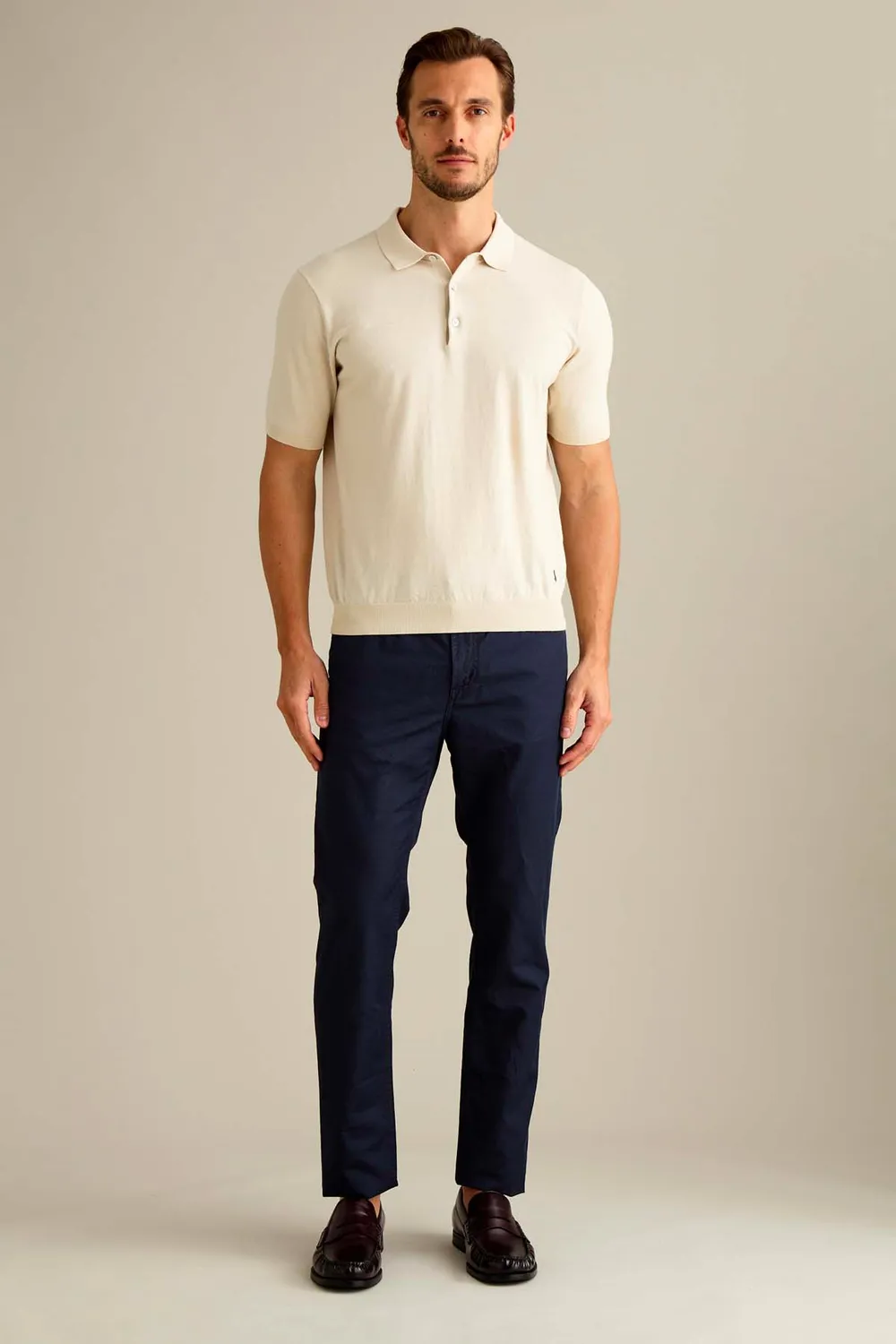 Jeckerson Jordan slim fit broek donkerblauw linnenmix