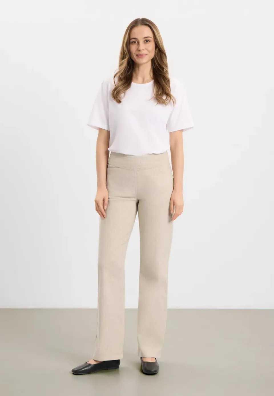 Laurie Thea Straight ML broek grey sand hemp stretch