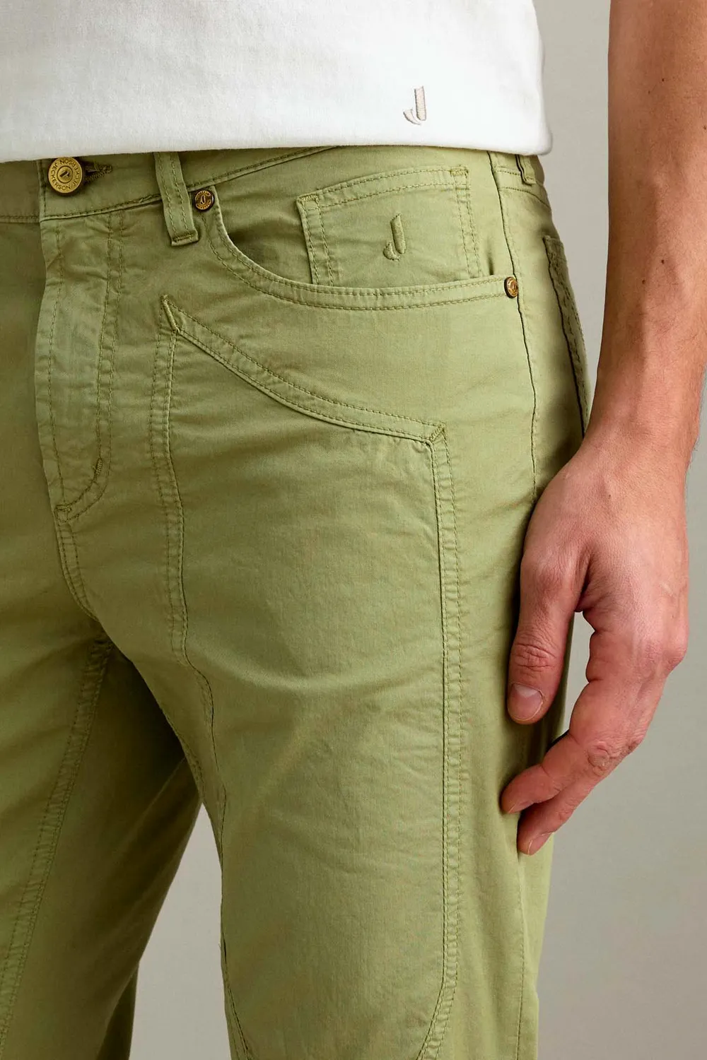 Jeckerson John Slim Fit broek saliegroen gabardine