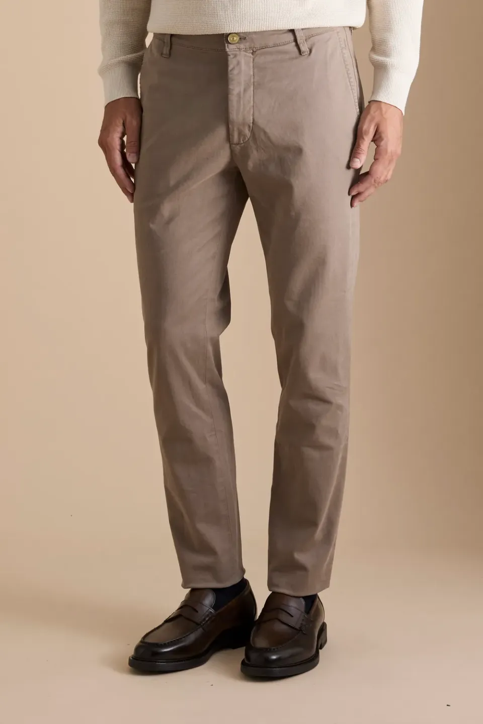 Jeckerson Jack slim fit chino beige katoen ruit