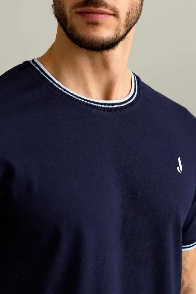 Jeckerson piqué T-shirt donkerblauw korte mouw