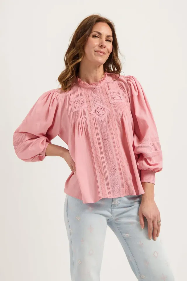 Florez Leo blouse Light Pink broderie