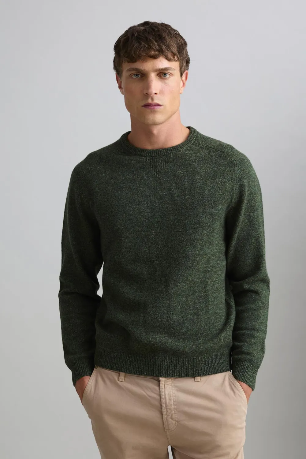 Jeckerson Raglan Trui Wol Groen Melange
