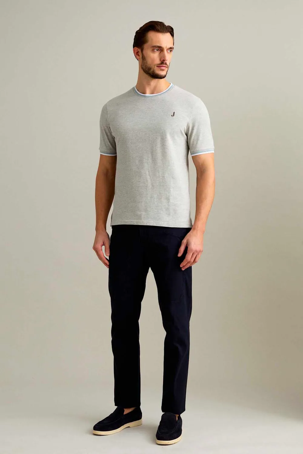 Jeckerson T-shirt piqué korte mouw grijs melange