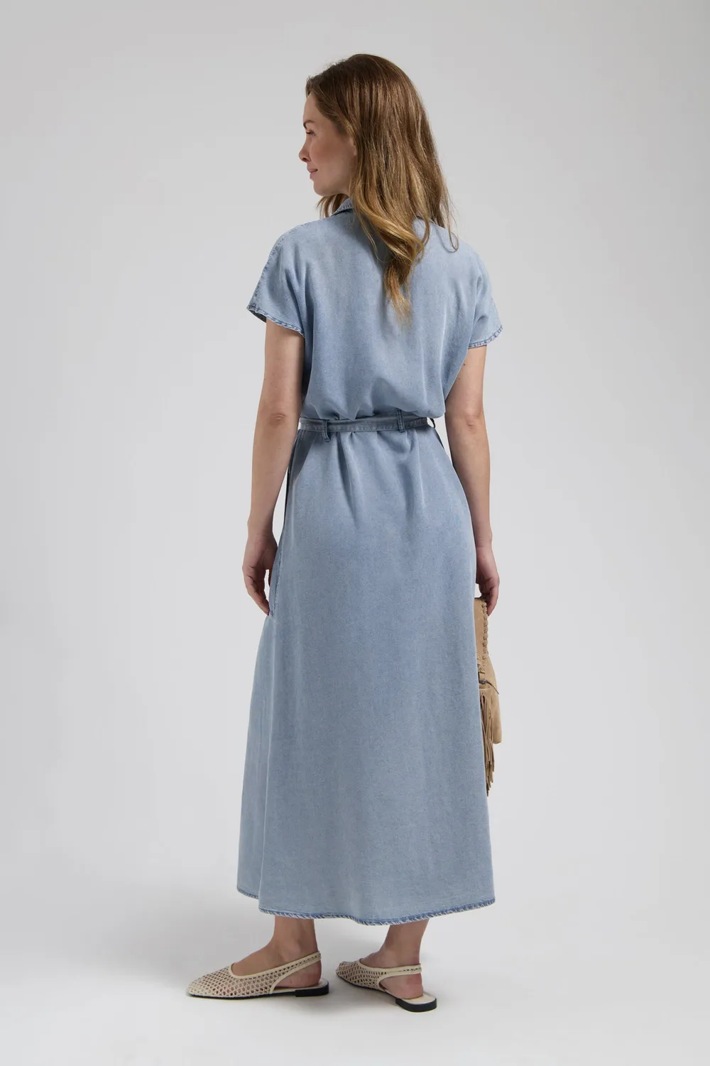 Florez Dina maxi-jurk Mid Blue losvallend