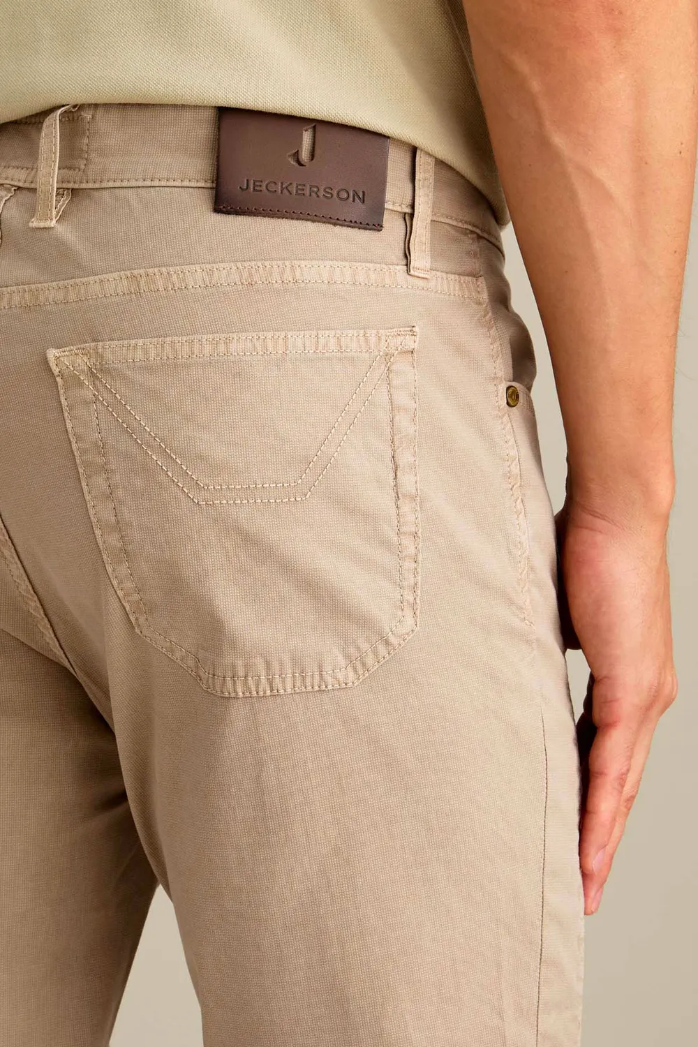 Jeckerson John slim broek beige cemento katoen