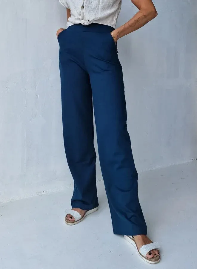 Langeleggings Extra Lange Wide Leg Broek Petrol Stretch 34 36