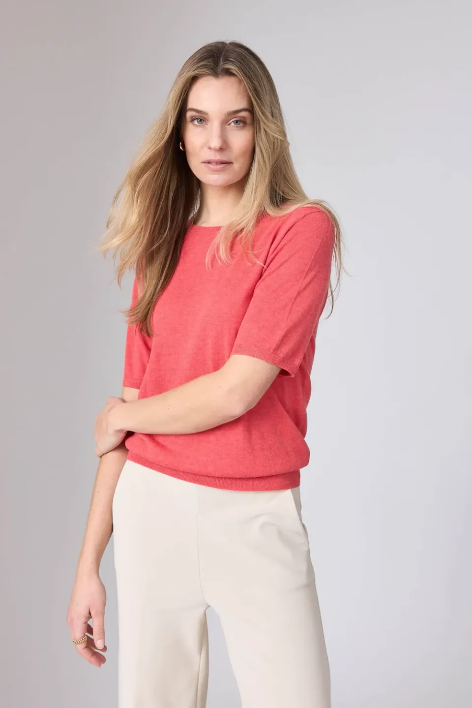 Corel Feline top knit blauw korte mouw