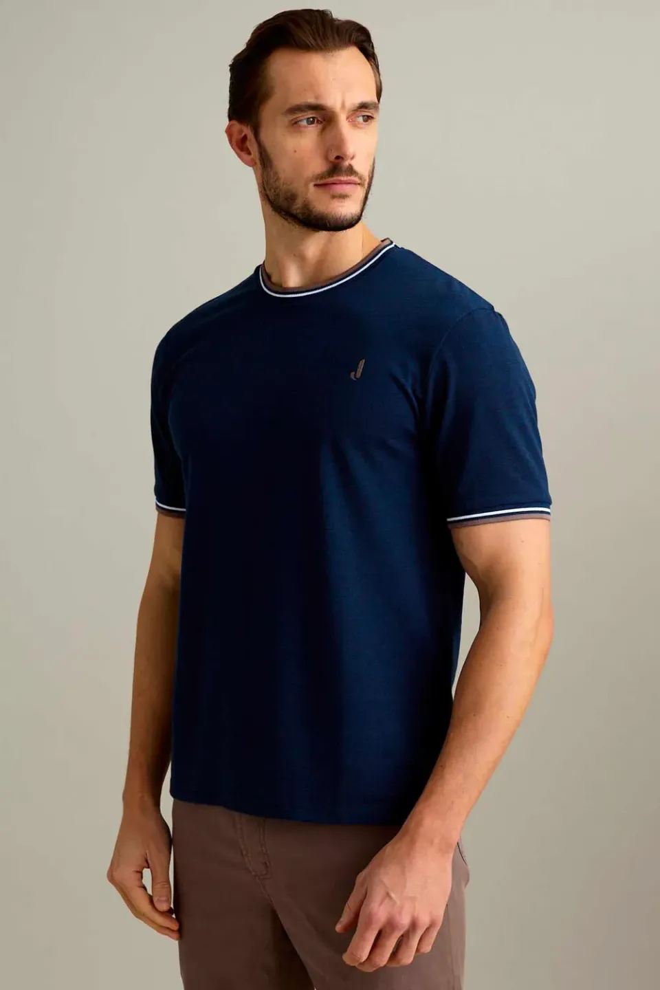 Jeckerson T-shirt korte mouw blauw mélange piqué