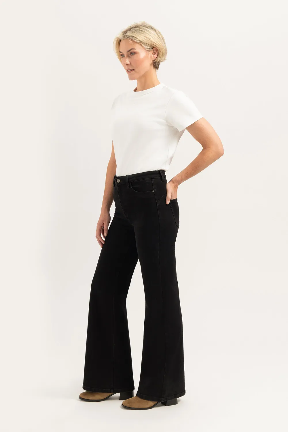 Florez Ana Flared jeans zwart hoge taille