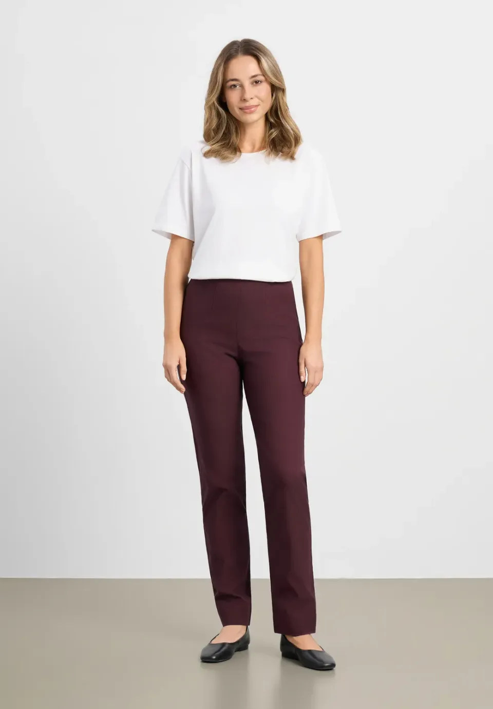 Laurie Betty Regular ML broek Dark Plum stretch