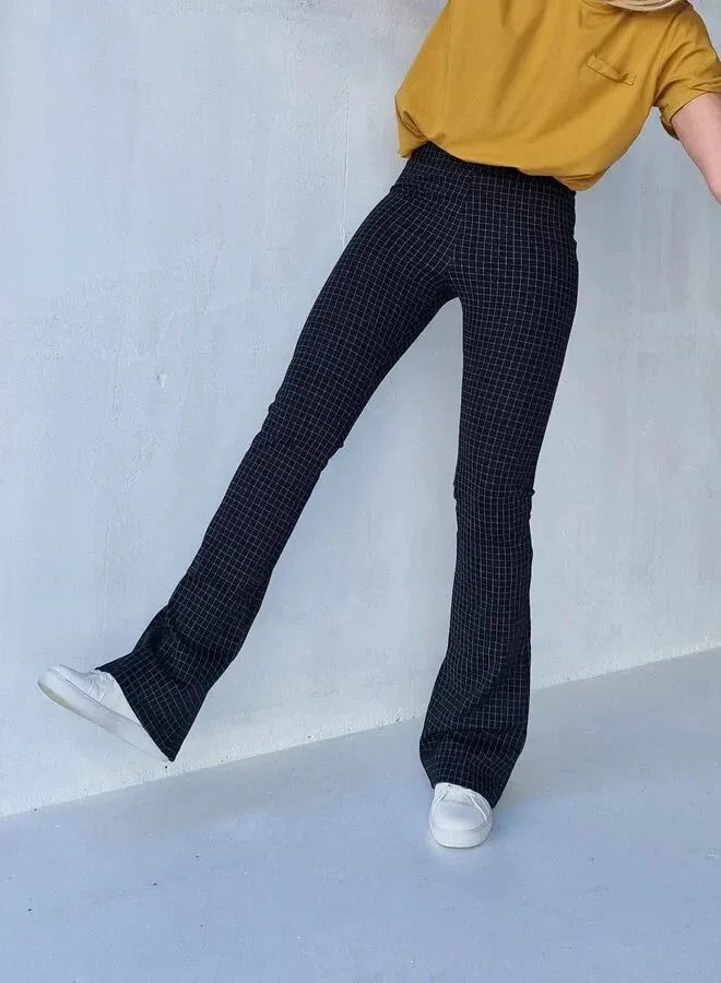 Madame Liz Flared Pants Blokjes Zwart-Wit 36