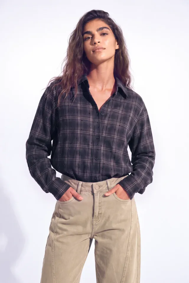 Florez Demie Blue Check blouse loose fit