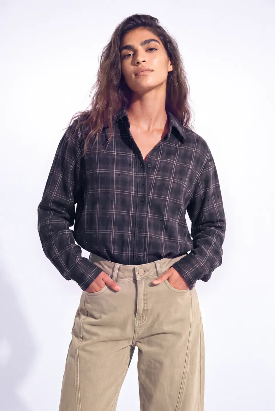 Florez Demie Blue Check blouse loose fit