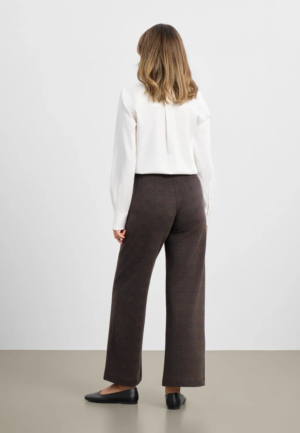 Donna Loose broek brown navy check viscose