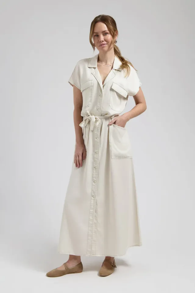 Florez Dina dress Soft white maxi-jurk strikdetail