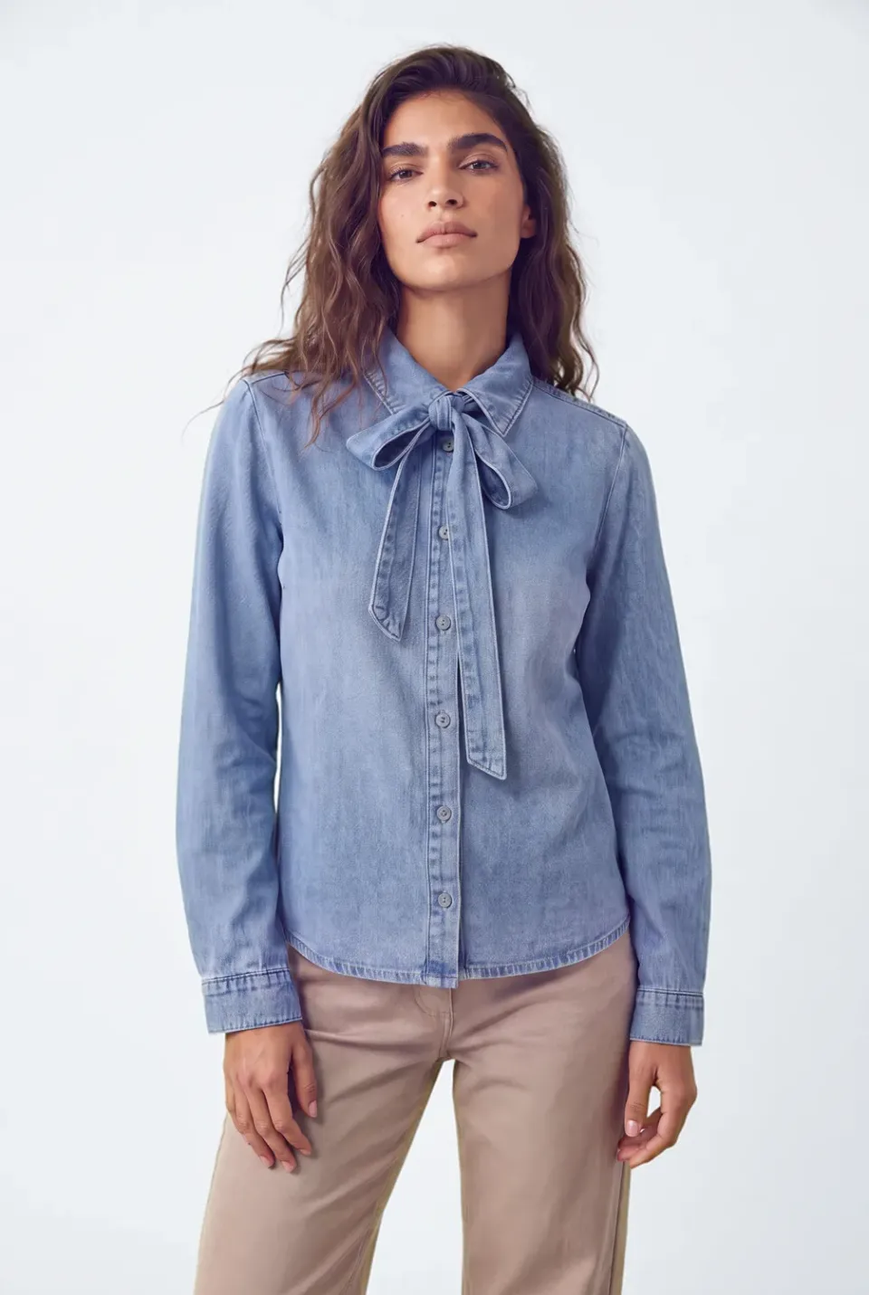 Florez Daisy blouse light blue denim loose fit
