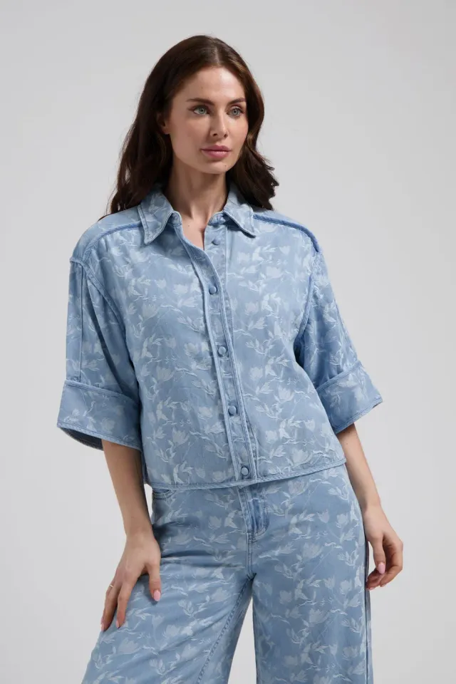Florez Irini blouse plaited blue kimono fit
