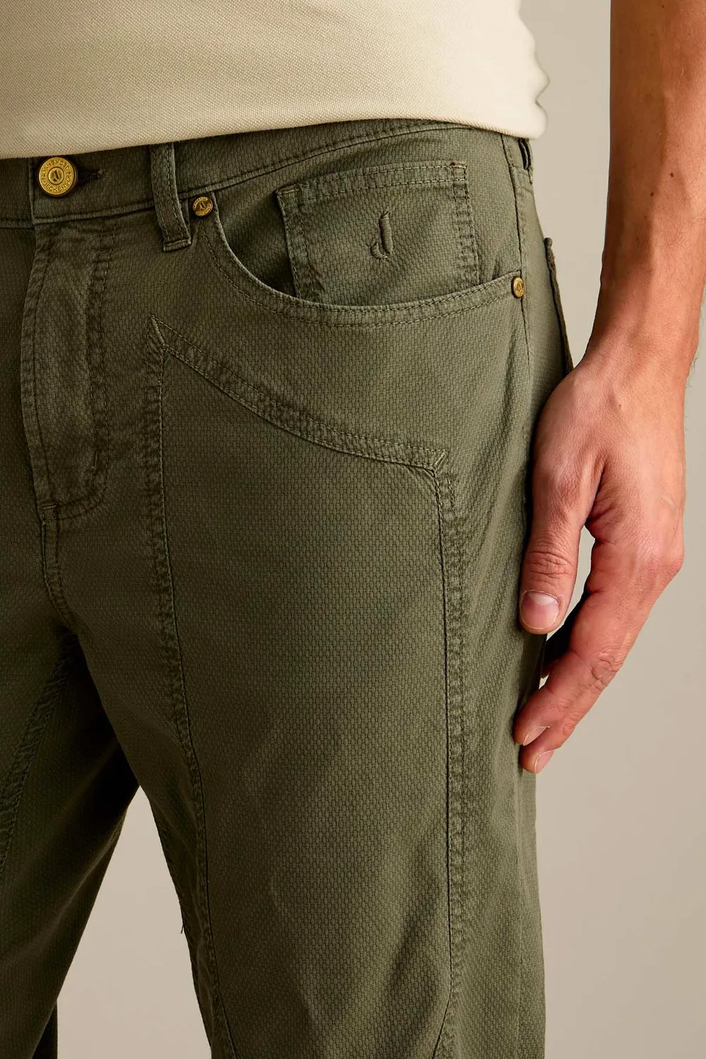 Jeckerson John broek verde militare slim fit katoen old