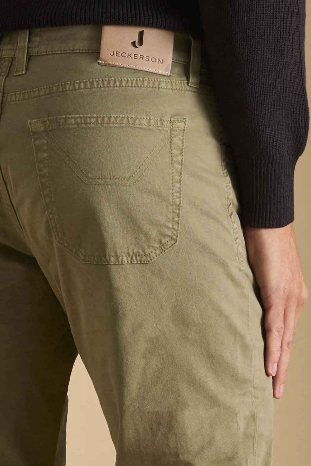 Jeckerson John slim broek legergroen alcantara