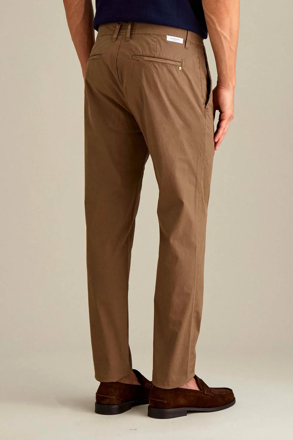 Jeckerson Jack chino katoen slim fit lichtbruin