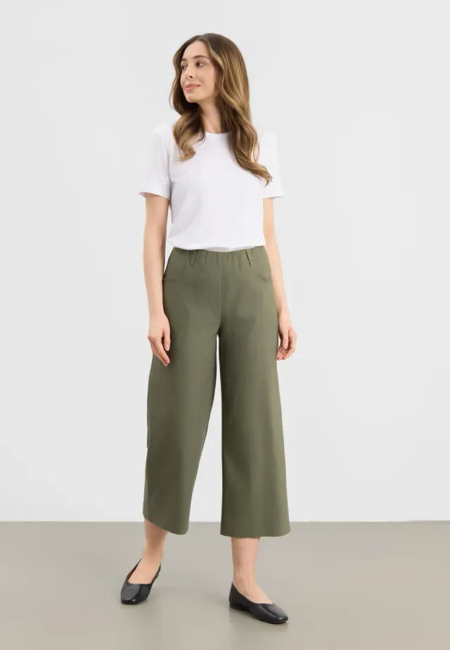 Laurie Donna Loose Crop damesbroek Khaki cropped stretch