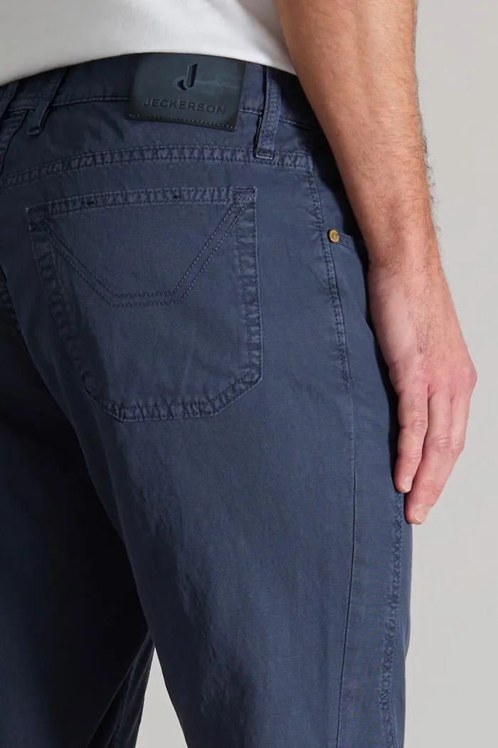 Jeckerson John Toppa Cotone slim fit broek donkerblauw linnen