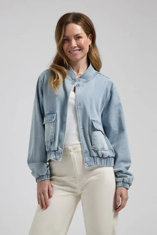 Florez Kyra jacket crystal blue bomber denim