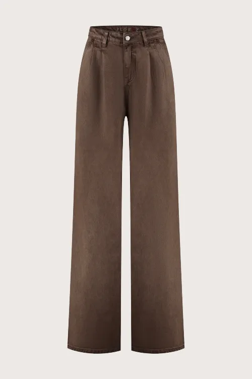 Florez Gina Loose jeans Brown losse fit bruin